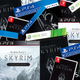 A bunch of copies of Skyrim stacked on top of each other in a giant mess.